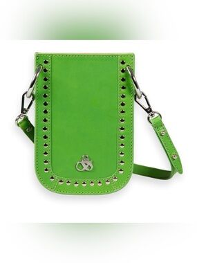 Scotch & Soda Parakeet Green Leather Studded Crossbody Phone Bag Like New